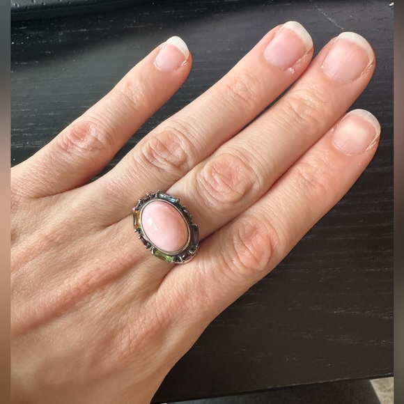 QVC Pink Opal 1.00 ct tw Multi-Gemstone East/West Sterling Silver Ring Size 8 - Picture 11 of 13